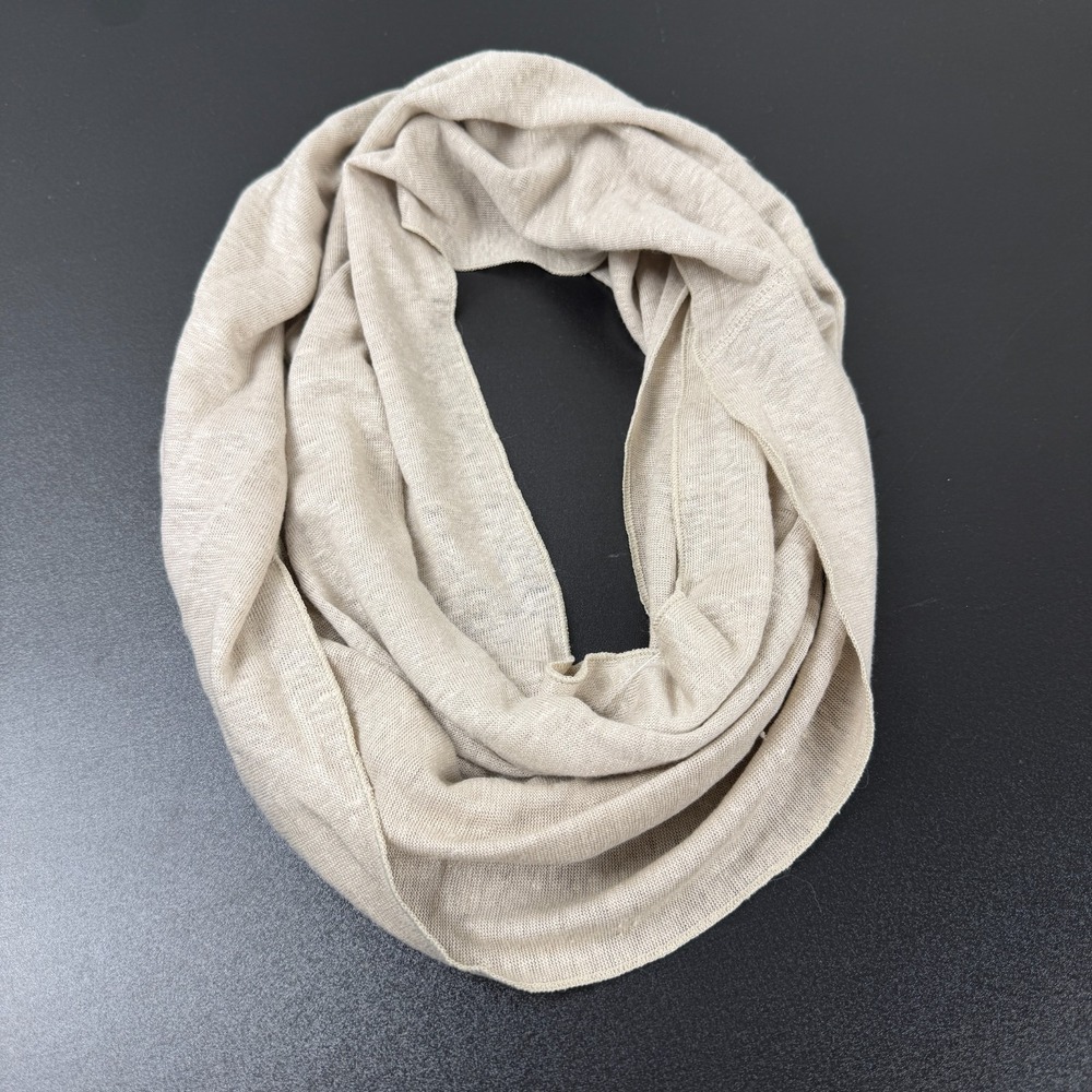 J. Jill Infinity Loop Scarf Women's One Size Beige 100% Linen Knit Lightweight